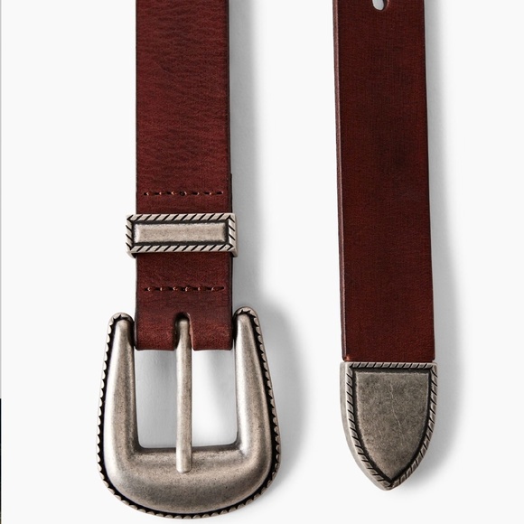 BNWOT- Aritzia Wilfred Rosewood 100% Leather Belt Cinnamon Slvr Western-Style - Picture 4 of 9
